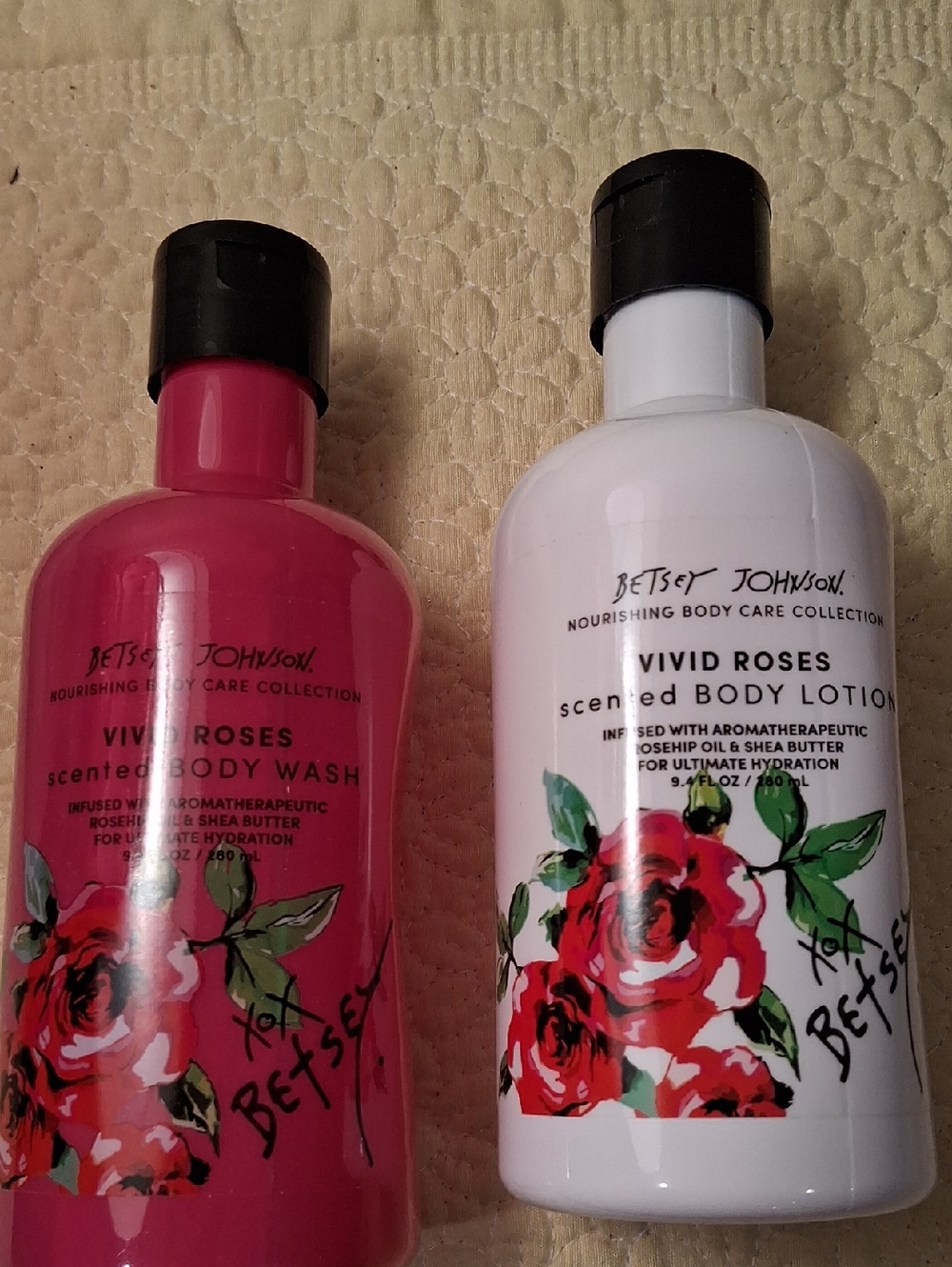 Betsey Johnson Vivid Roses Scented Body Wash - Bright Pink Bottle & Body Lotion
